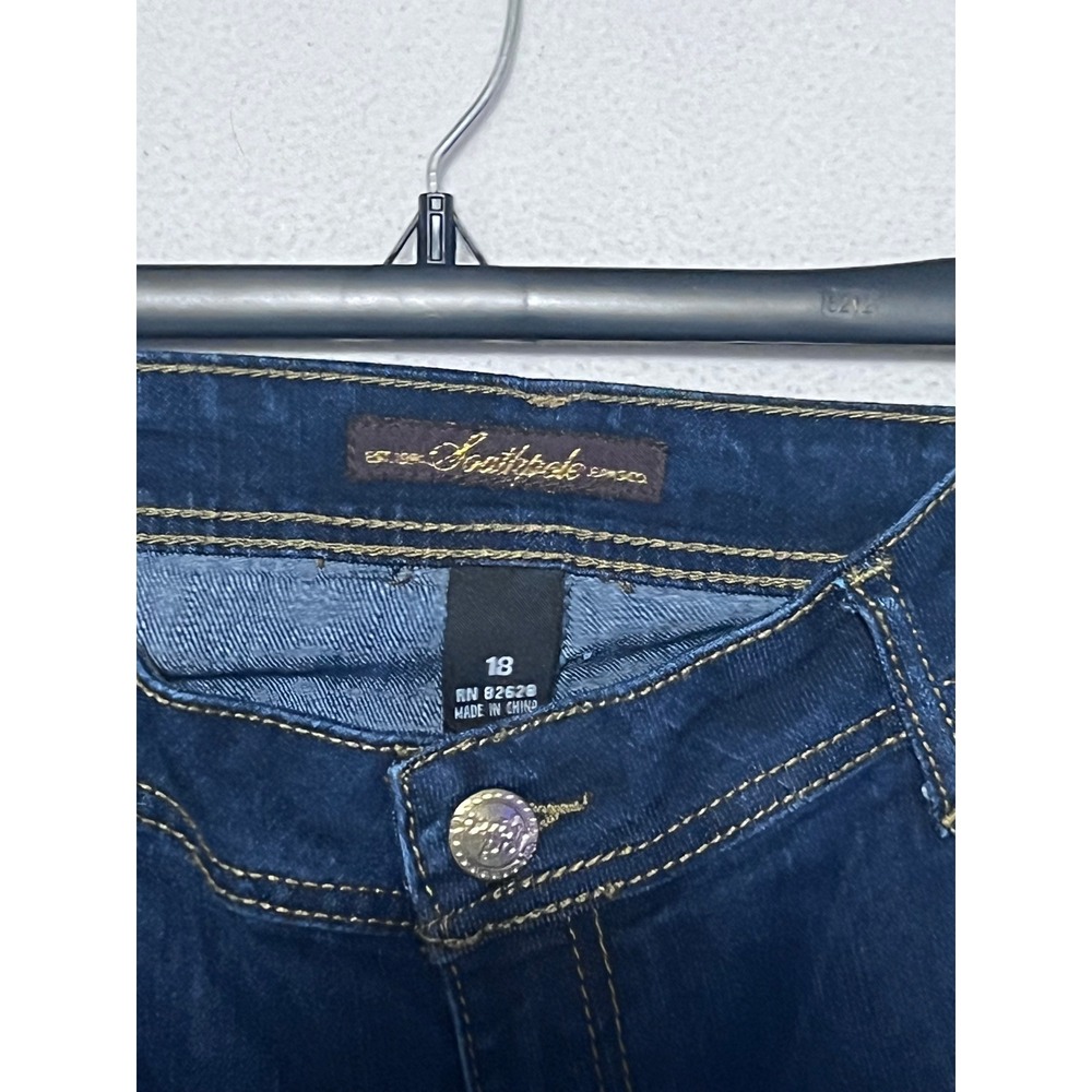 Southpole Womens Plus Size 18 Wide Leg Dark Wash Embroidered Y2K Denim Jeans - Picture 2 of 4
